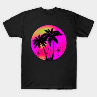 Vaporwave Palm Trees: 80's, 90's Hot Pink, Purple, And Yellow Retro Vintage Sunset Tropical Vaporwave T-Shirt